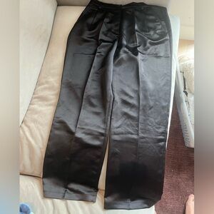 Calvin Klein Black Satin Pleated Trousers